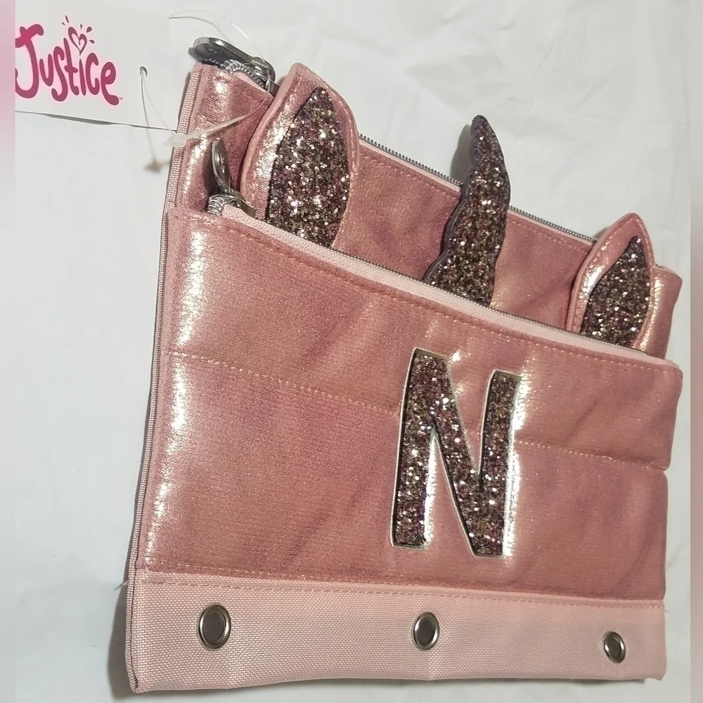 Justice Unicorn Initial N Binder Pencil Case